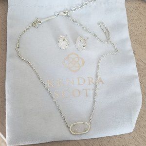 Kendra Scott Elisa Gold in Iridescent Drusy necklace and earrings set